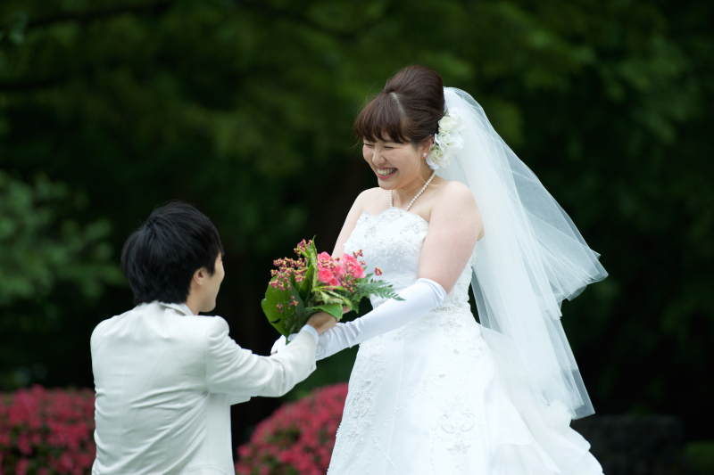 子供と一緒に結婚写真