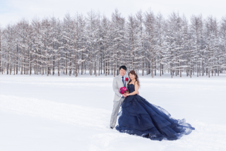 チャペル雪の季節のフォトウェデイング