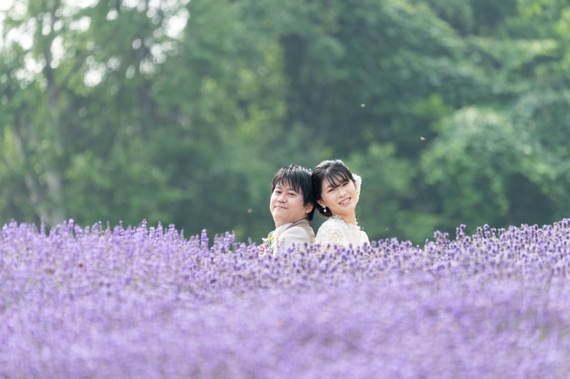 初夏モエレ沼公園から幌見峠ラベンダーウェデイングドレスでフォトウェデイング