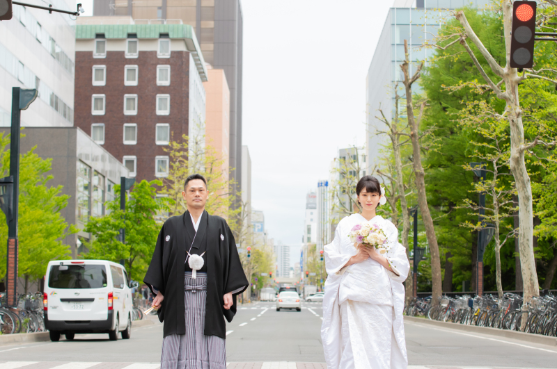 桜、さくら、サクラウェデイングフォト札幌ワンちゃんと一緒に