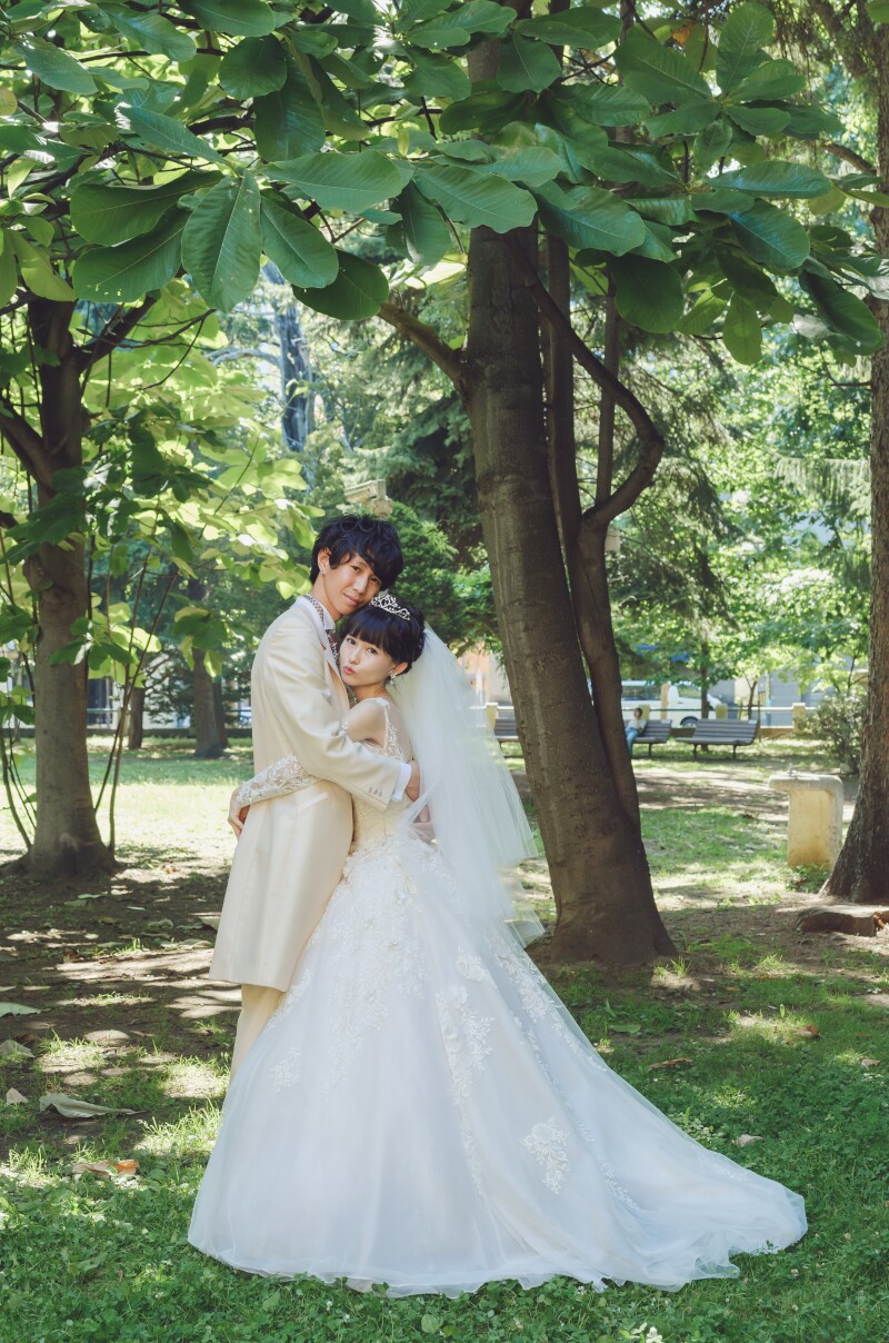 洋館でウェデイングドレス緑の頃のフォトウェデイング