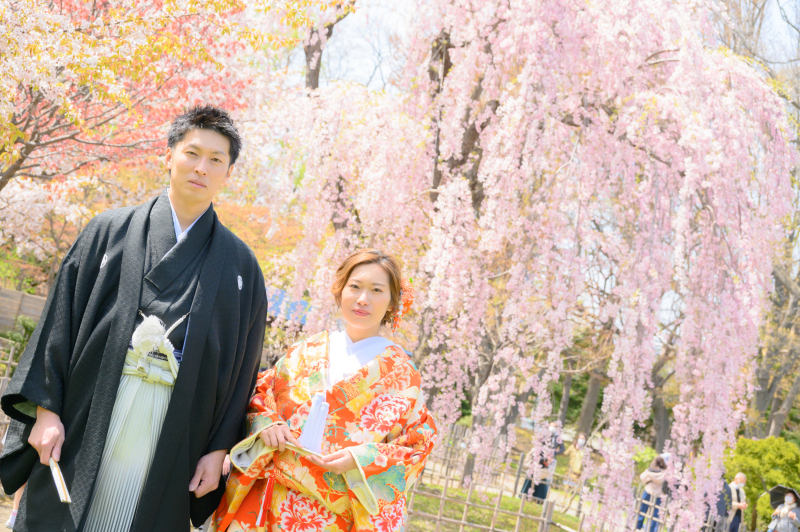 春まち桜フォト和装とチュリップとドレス