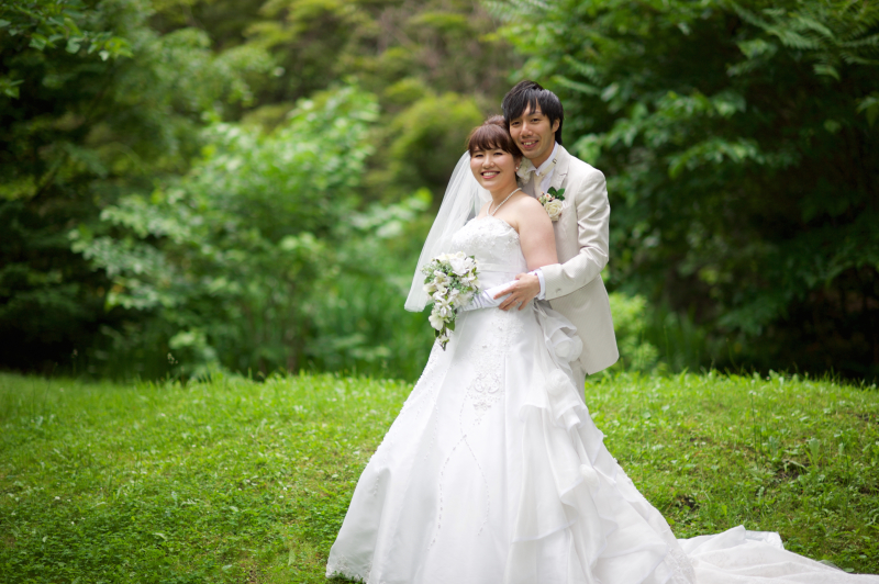 子供と一緒に結婚写真