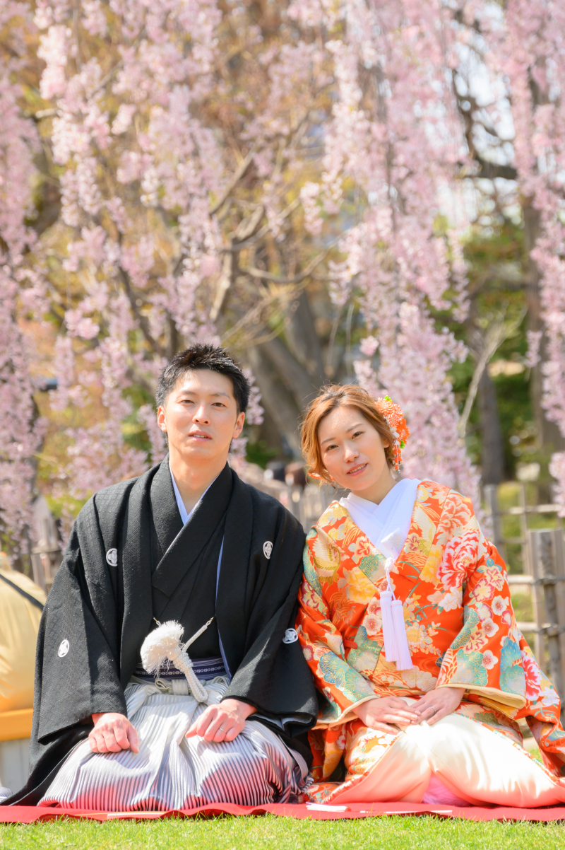 春まち桜フォト和装とチュリップとドレス