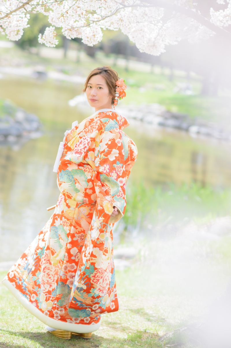 春まち桜フォト和装とチュリップとドレス