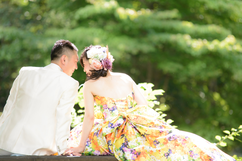 夏の日お花の中で記念日になりました・・