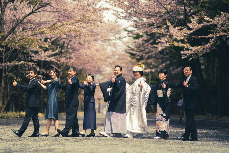北海道神宮挙式とさくら、サクラ、桜でフォトウェデイング