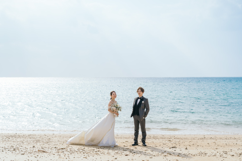 キラキラのビーチでブーケセレモニー♡