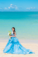 ブルーのドレスでビーチフォト♡