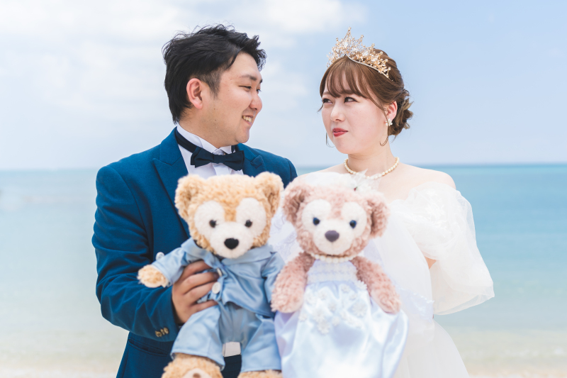 手作り衣装のダッフィーと一緒にウェディングフォトで特別な一日になりました♡