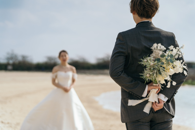 キラキラのビーチでブーケセレモニー♡