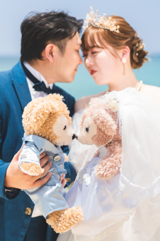 手作り衣装のダッフィーと一緒にウェディングフォトで特別な一日になりました♡