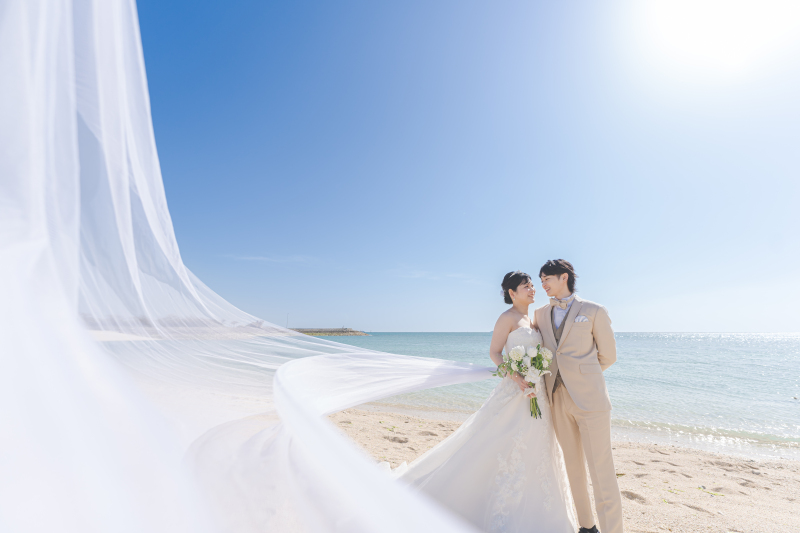 午後１５時のキラキラ海辺でのフォトウエディング&hearts;