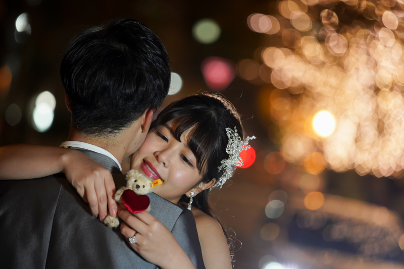 冬の撮影風景洋装イルミネーション編