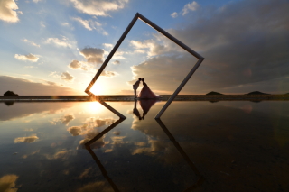 美しい夕日×フォトウエディング