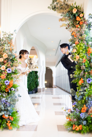 お花のアーチがおしゃれで可愛い♡