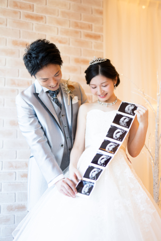 エコー写真お持ちください♡お腹の赤ちゃんとウェディングフォト