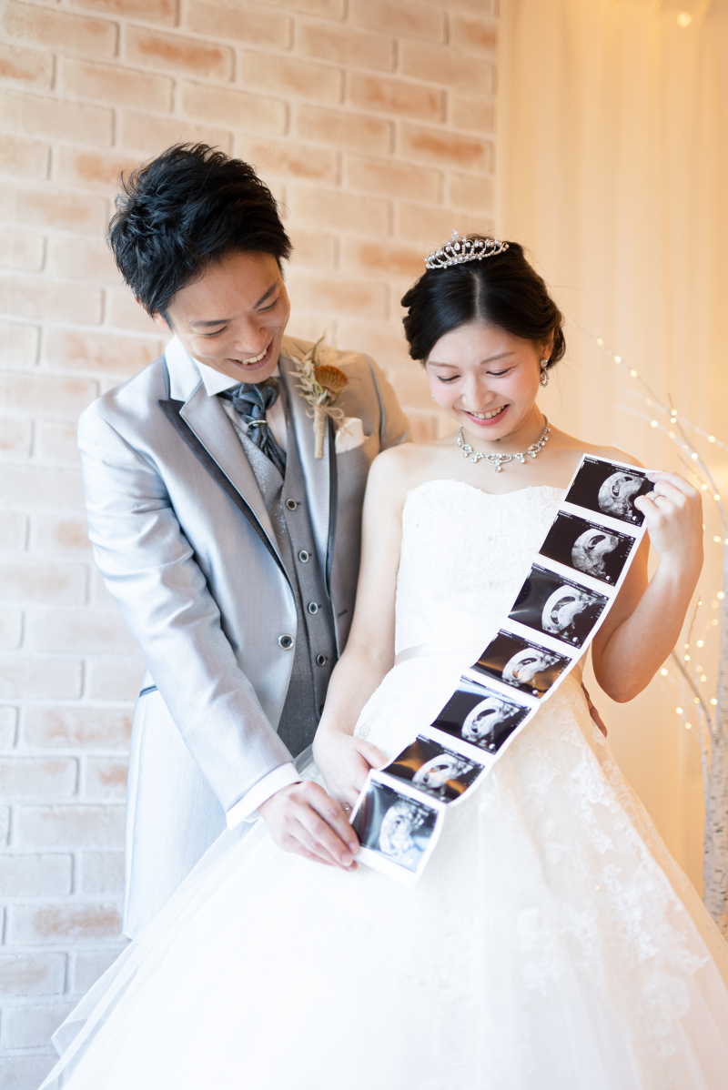 エコー写真お持ちください♡お腹の赤ちゃんとウェディングフォト
