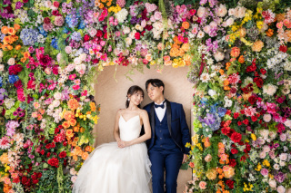 ホワイトドレスの前撮りフォト