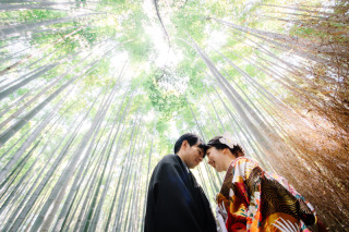 11月下旬の紅葉シーズン前撮り♪|嵐山にて