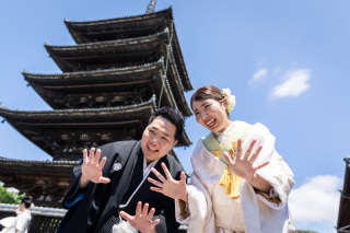 八坂の塔付近で白無垢ロケ｜5月の撮影風景