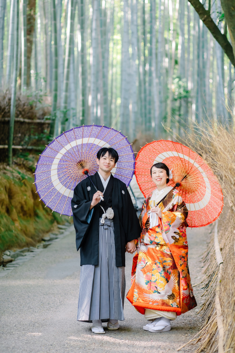 11月下旬の紅葉シーズン前撮り♪|嵐山にて