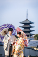 2月の撮影の様子【八坂の塔付近にて】