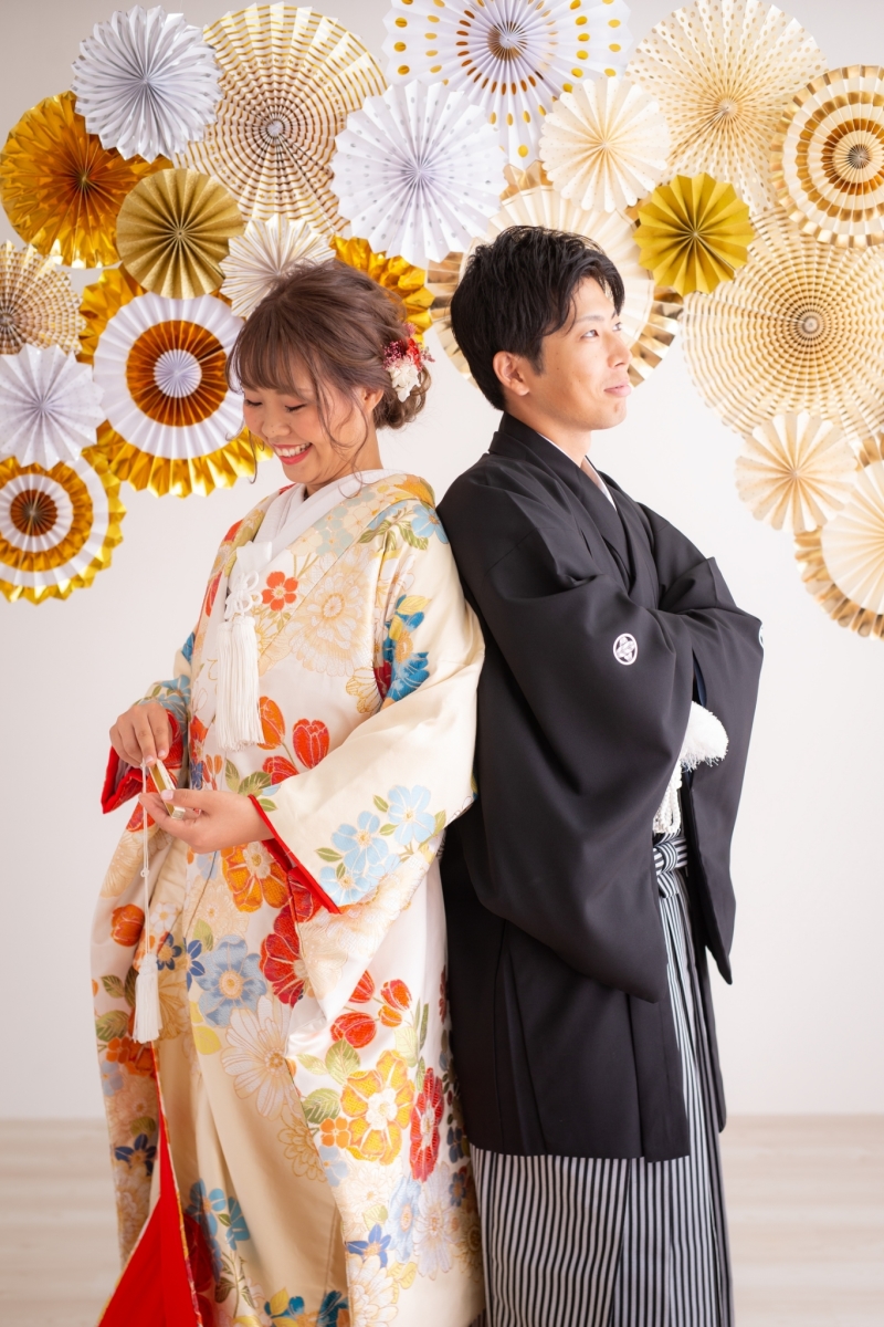 照れ顔と可愛らしさと　色打掛スタジオ撮影