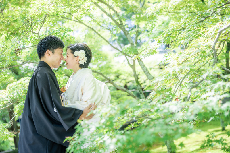 新緑や夏の前撮りの様子