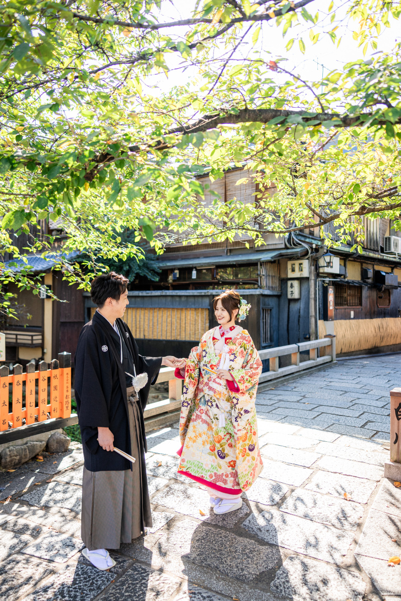祇園×色打掛の前撮り風景｜10月