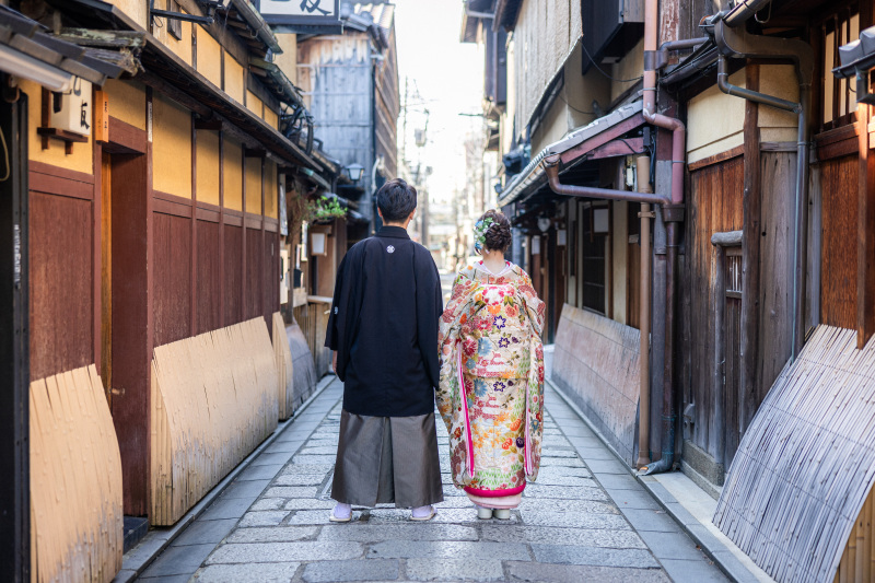 祇園×色打掛の前撮り風景｜10月