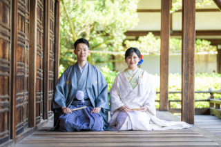 毘沙門堂での撮影の様子