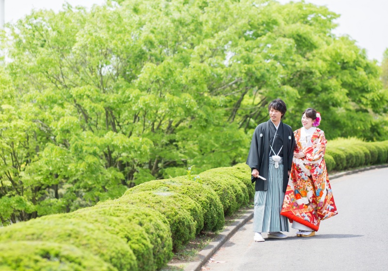 緑と一緒に撮影♪