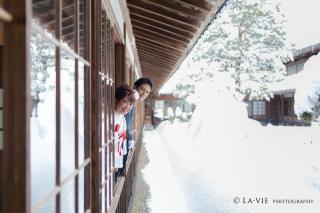 雪景色と白無垢