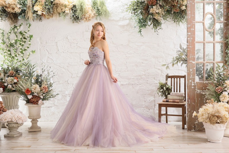 大人可愛い♡ローラアシュレイのラベンダーピンクドレス