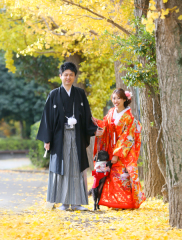 色打掛での紅葉ロケ♪withわんちゃん♡