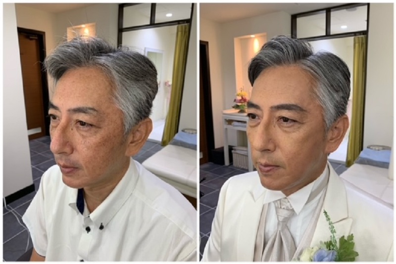 ご新郎様のヘアメイクもプロにおまかせ!