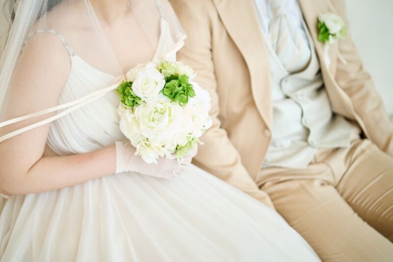 スレンダードレス＆ベージュのタキシード♡