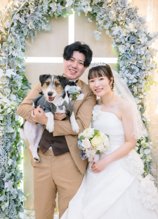 愛犬と一緒に撮影♪