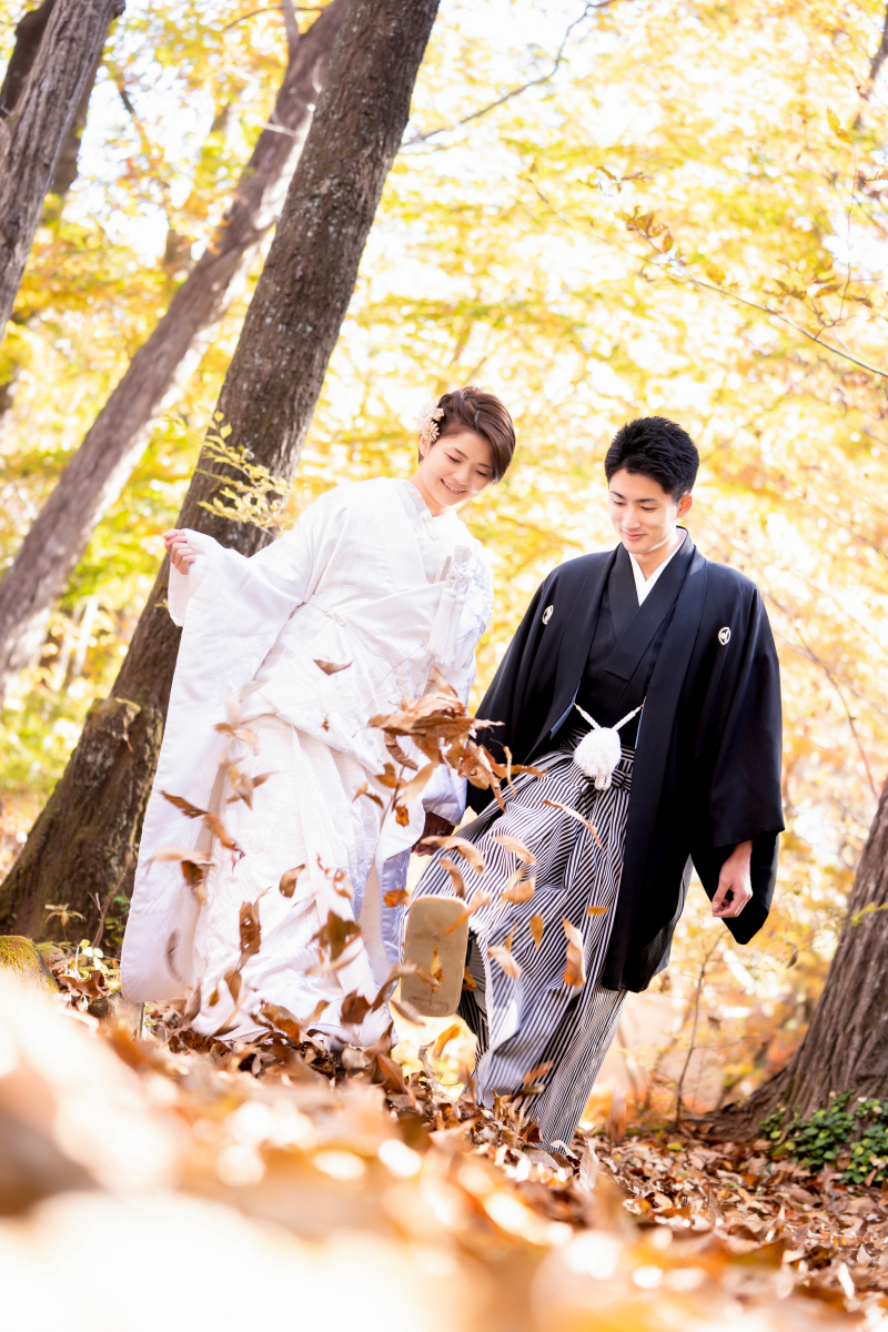 <紅葉>森のガーデン×白無垢