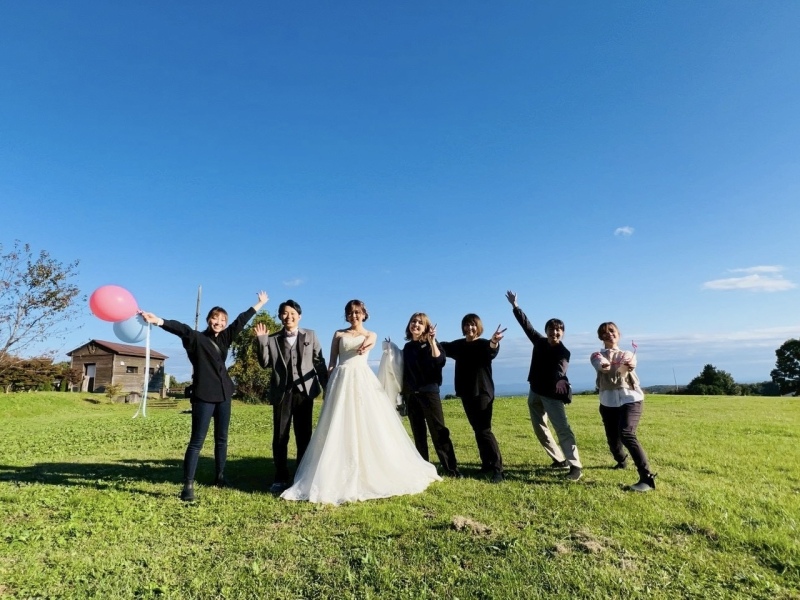 青空広がる牧場&チャペル撮影♪