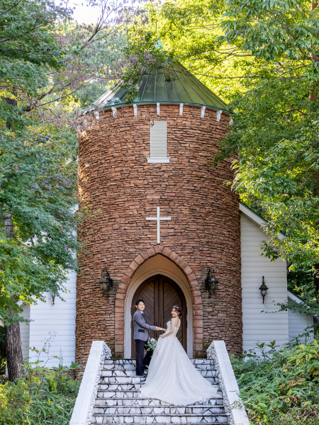 青空広がる牧場&チャペル撮影♪