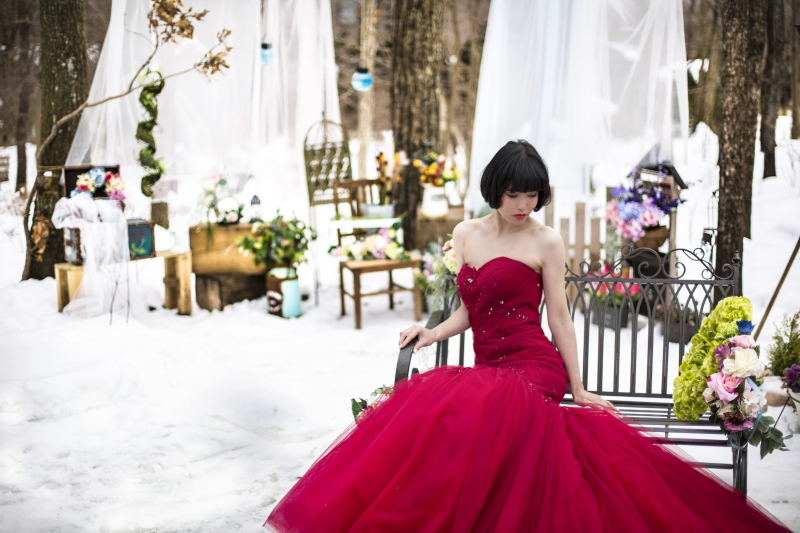 ガーデンスタジオの雪とフォトウェディング