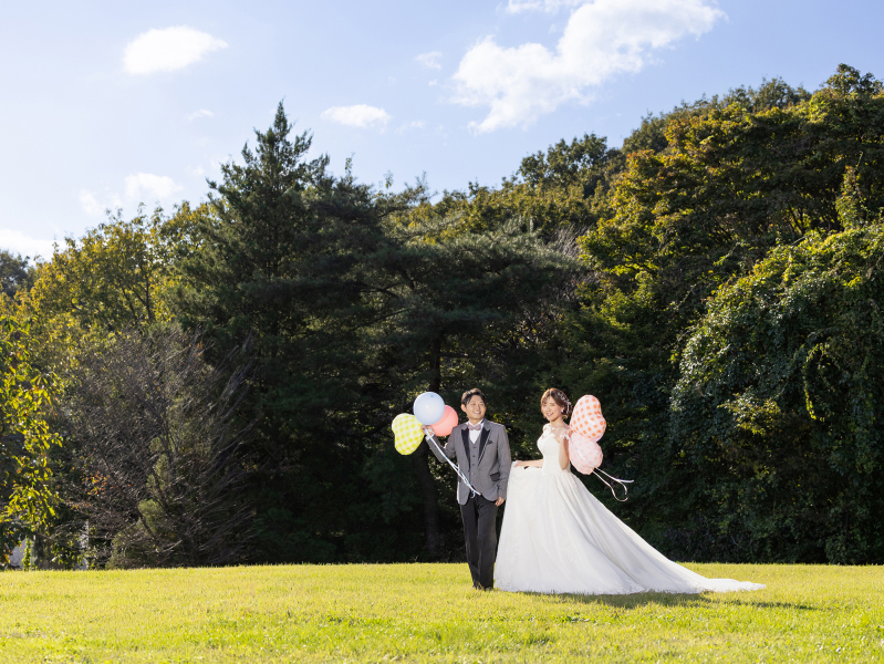 青空広がる牧場&チャペル撮影♪