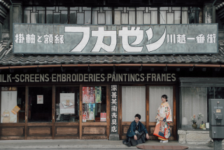 小江戸の街並みでロケーション撮影