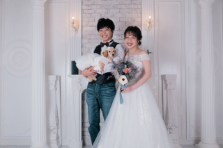 ペットと一緒に洋装フォト