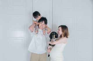 お子様もペットも一緒のマタニティフォト