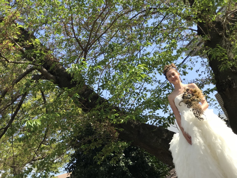 暖かい日は外での撮影も♡