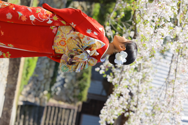 お振袖での婚礼写真