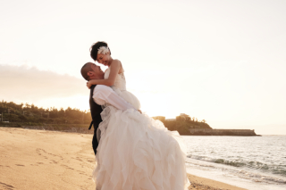 ビーチでの夕景撮影☆彡